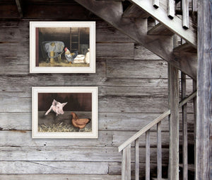 HomeRoots Set of Two Charming Bacon and Eggs Framed Prints for Playful Farmhouse Kitchen Decor 405990