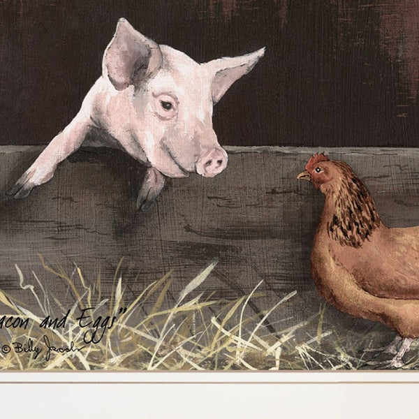 HomeRoots Set of Two Charming Bacon and Eggs Framed Prints for Playful Farmhouse Kitchen Decor 405990
