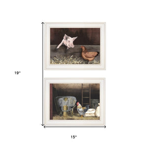 HomeRoots Set of Two Charming Bacon and Eggs Framed Prints for Playful Farmhouse Kitchen Decor 405990