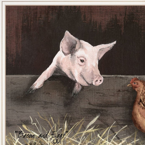HomeRoots Set of Two Charming Bacon and Eggs Framed Prints for Playful Farmhouse Kitchen Decor 405990