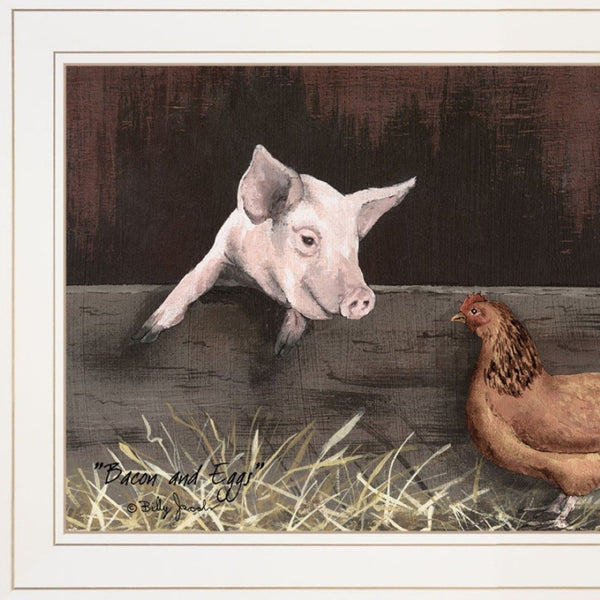 HomeRoots Set of Two Charming Bacon and Eggs Framed Prints for Playful Farmhouse Kitchen Decor 405990