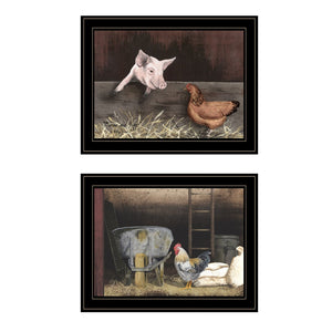 HomeRoots Set of Two Framed Bacon and Eggs Prints - Rustic Farmhouse Wall Art for Kitchen Decor 405991