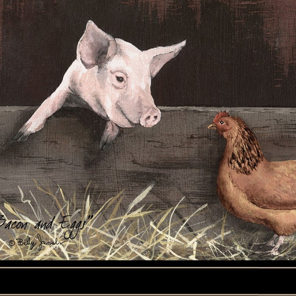 HomeRoots Set of Two Framed Bacon and Eggs Prints - Rustic Farmhouse Wall Art for Kitchen Decor 405991