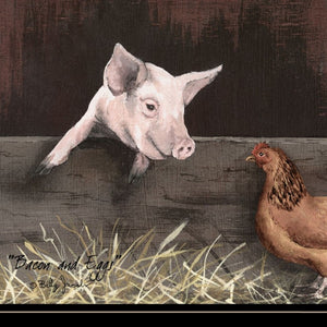 HomeRoots Set of Two Framed Bacon and Eggs Prints - Rustic Farmhouse Wall Art for Kitchen Decor 405991