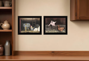 HomeRoots Set of Two Framed Bacon and Eggs Prints - Rustic Farmhouse Wall Art for Kitchen Decor 405991