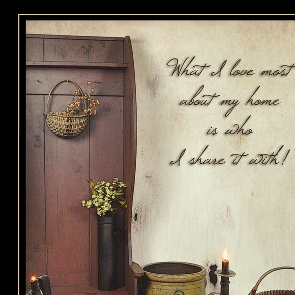 Homeroots Set Of Two What I Love Most 2 Black Framed Print Wall Art  Wood Paper And Texture 405993