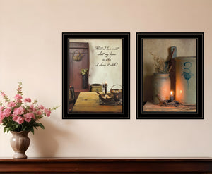 Homeroots Set Of Two What I Love Most 2 Black Framed Print Wall Art  Wood Paper And Texture 405993