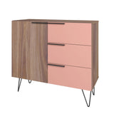 Manhattan Comfort Beekman Mid-Century Modern Dresser Brown and Pink 405AMC229