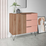 Manhattan Comfort Beekman Mid-Century Modern Dresser Brown and Pink 405AMC229