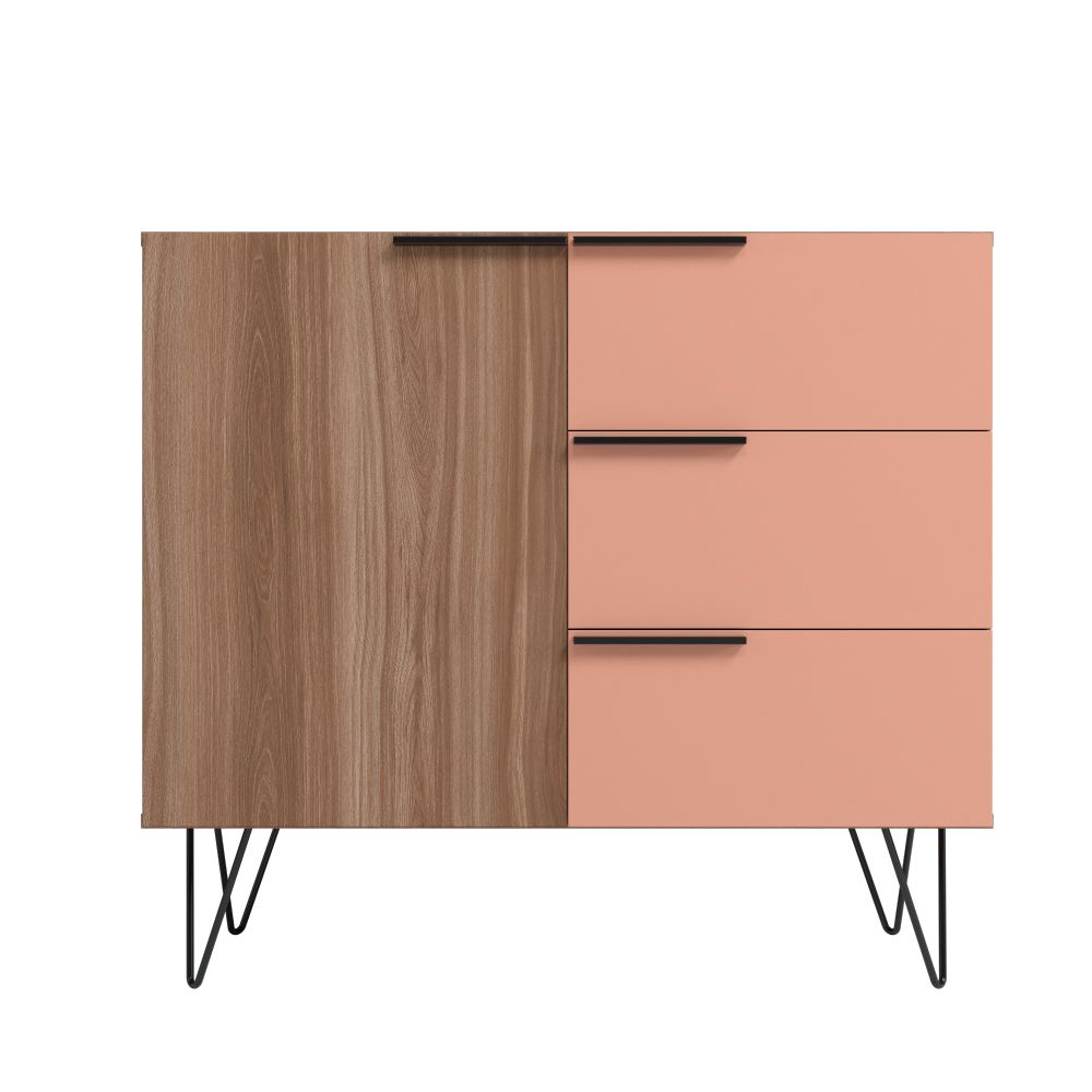 Manhattan Comfort Beekman Mid-Century Modern Dresser Brown and Pink 405AMC229