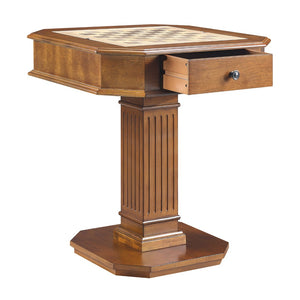 English Elm Galini Walnut Pedestal Game Table with Reversible Chess Checkers Backgammon Tray B2726P269303