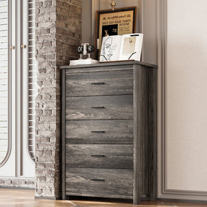 English Elm 4PCS Queen Bedroom Set with Storage Headboard & Built‑In Charging Station, 2 Nightstands, Dresser Antique Gray 54.25 L x 18.75 W x 9.25 H N733S307937A