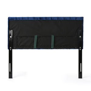 English Elm Christopher Knight Home® - Tufted Upholstered Queen Size Headboard with Button Detail, Adjustable Height, Velvet Finish, Modern Appeal Navy Blue 55444.00NVLTNBLU