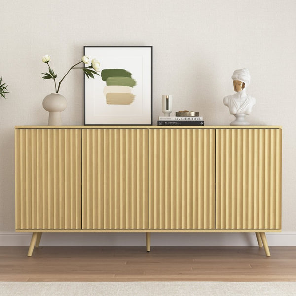 English Elm Sideboard Walnut Credenza with Hexagonal Doors and Adjustable Shelves for Dining Areas W409P327407