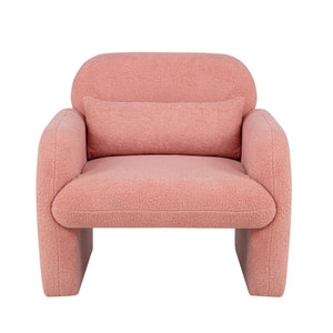 English Elm Stylish Teddy Fleece Single Sofa Chair with Arms and Pillow, Cozy Accent Armchair for Living Room Pink 30 L x 24.75 W x 24 H W1716P196472