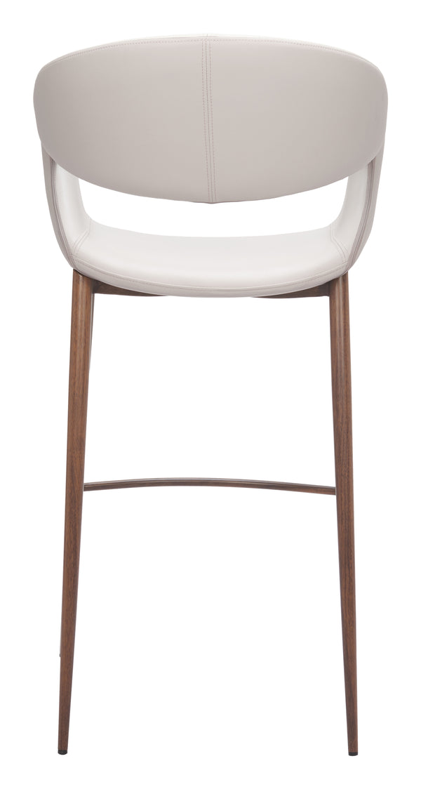 Zuo Modern Limay Barstool - Stylish Beige & Walnut Design With Durable Water-resistant Vinyl For Your Space Beige 100% Polyurethane,Plywood,Steel 110929-zuo-modern