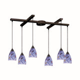 Classico 17'' Wide 6-Light Pendant - Dark Rust with Starburst Blue Glass 406-6BL Elk Lighting