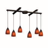 Classico 17'' Wide 6-Light Pendant - Dark Rust with Espresso Glass 406-6ES Elk Lighting