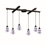 Classico 17'' Wide 6-Light Pendant - Dark Rust with Mountain Glass 406-6MT Elk Lighting