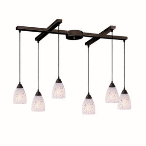 Classico 17'' Wide 6-Light Pendant - Dark Rust with Snow White Glass 406-6SW Elk Lighting