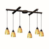 Classico 17'' Wide 6-Light Pendant - Dark Rust with Yellow Blaze Glass 406-6YW Elk Lighting