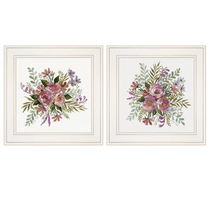 Homeroots Set Of Two Floral Spray I And Ii White Framed Print Wall Art  Wood Paper And Texture 406002
