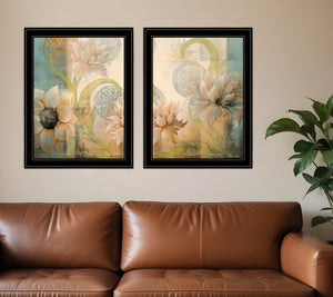 Homeroots Set Of Two Meandering Flowers I And Ii 2 Black Framed Print Wall Art  Wood Paper And Texture 406006