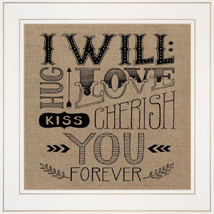 Homeroots Set Of Two Hugs Or Forever 1 White Framed Print Wall Art  Wood Paper And Texture 406007