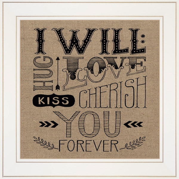 Homeroots Set Of Two Hugs Or Forever 1 White Framed Print Wall Art  Wood Paper And Texture 406007