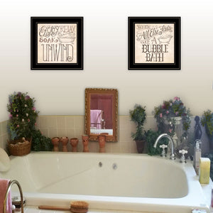 Homeroots Set Of Two Soak And Unwind 3 Black Framed Print Bathroom Wall Art  Wood Paper And Texture 406010