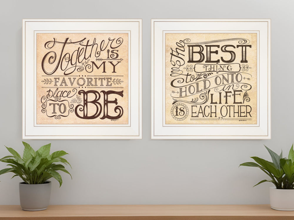 Homeroots Set Of Two Together Or Each Other 1 White Framed Print Wall Art  Wood Paper And Texture 406011