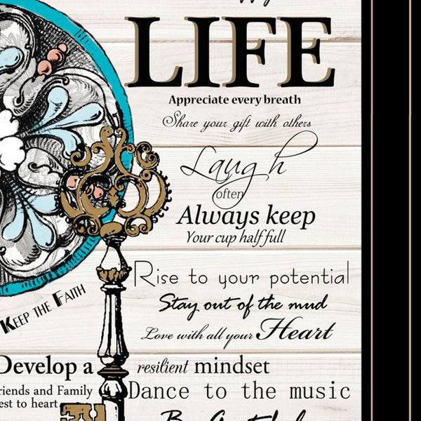 Homeroots Set Of Two Life Or Home 2 Black Framed Print Wall Art Black And Gold Wood Paper And Texture 406014