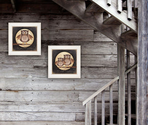 Homeroots Set Of Two Owl Always Love And Need You 1 White Framed Print Wall Art  Wood Paper And Texture 406021
