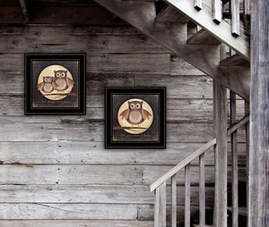 Homeroots Set Of Two Owl Always Love And Need You 2 Black Framed Print Wall Art  Wood Paper And Texture 406022