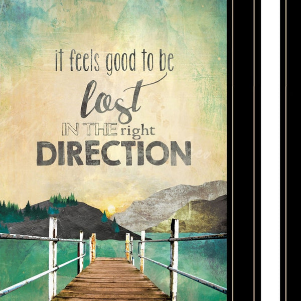 HomeRoots Set of Two Modern Black Framed Wall Art Prints - "Right Direction" & "Adventure 2" Decor 406024