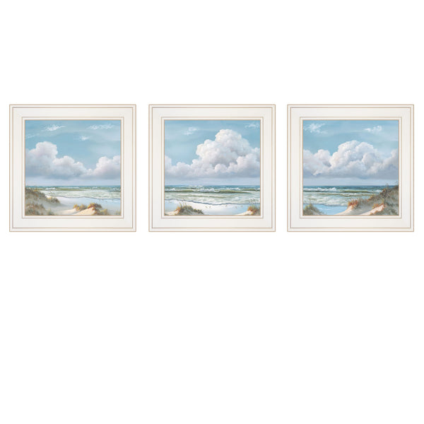 Homeroots Set Of Three Beautiful Day Iii Iii White Framed Print Wall Art  Wood Paper And Texture 406027