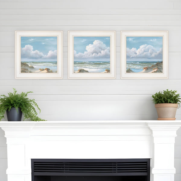 Homeroots Set Of Three Beautiful Day Iii Iii White Framed Print Wall Art  Wood Paper And Texture 406027