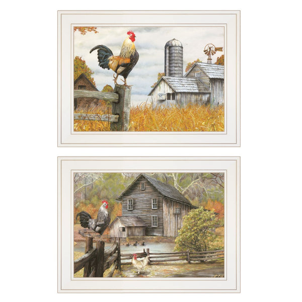 HomeRoots Set of Two Farmhouse Framed Prints - Charming Wall Art for Rustic Home Decor & Easy Installation 406028