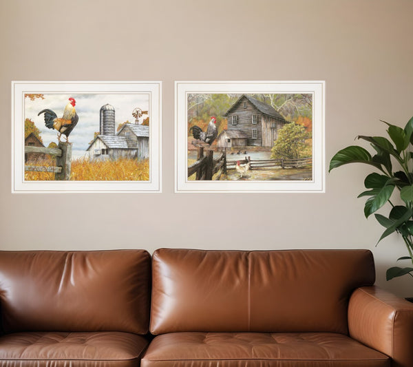 HomeRoots Set of Two Farmhouse Framed Prints - Charming Wall Art for Rustic Home Decor & Easy Installation 406028