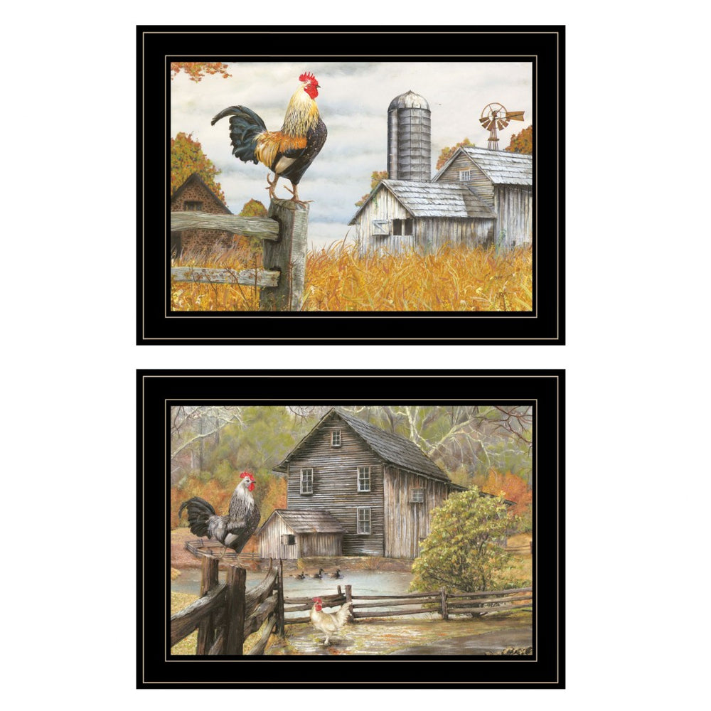 HomeRoots Set of Two Rustic Farmhouse Black Framed Print Wall Art - Vintage Charm for Home Decor 406029