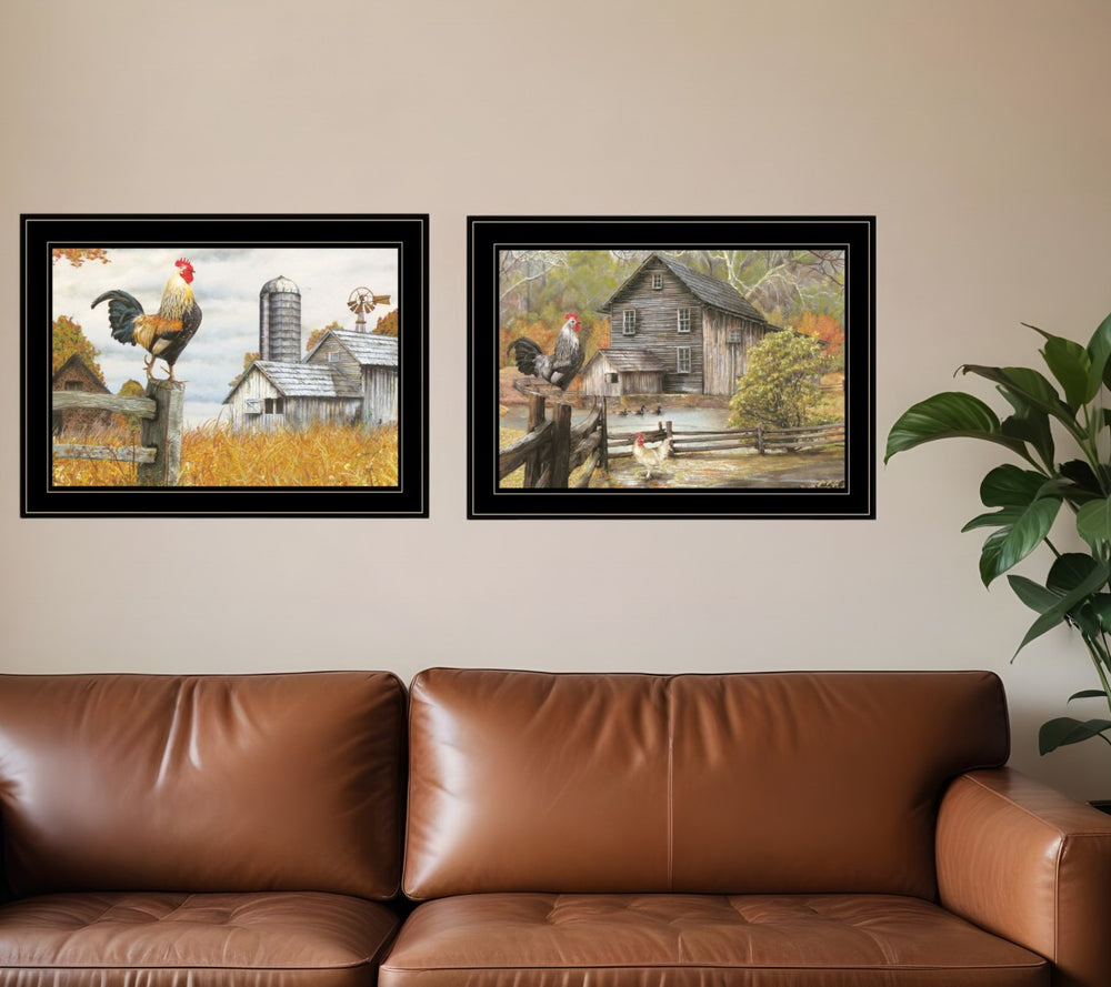 HomeRoots Set of Two Rustic Farmhouse Black Framed Print Wall Art - Vintage Charm for Home Decor 406029