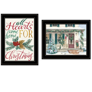 HomeRoots Set of Two Framed "Come Home for Christmas" Art Prints - Perfect Holiday Wall Décor Gift Idea! 406036