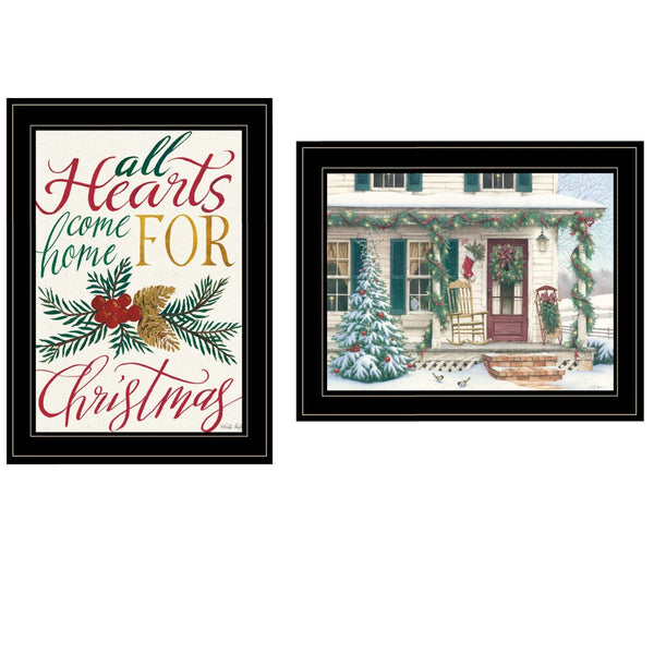 HomeRoots Set of Two Framed "Come Home for Christmas" Art Prints - Perfect Holiday Wall Décor Gift Idea! 406036