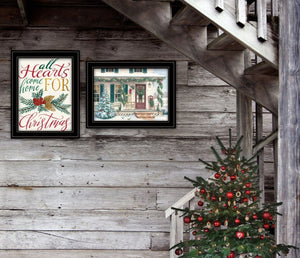 HomeRoots Set of Two Framed "Come Home for Christmas" Art Prints - Perfect Holiday Wall Décor Gift Idea! 406036