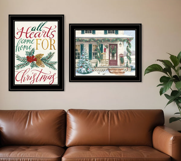 HomeRoots Set of Two Framed "Come Home for Christmas" Art Prints - Perfect Holiday Wall Décor Gift Idea! 406036