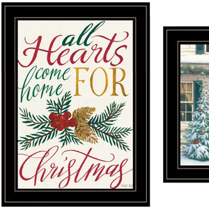 HomeRoots Set of Two Framed "Come Home for Christmas" Art Prints - Perfect Holiday Wall Décor Gift Idea! 406036