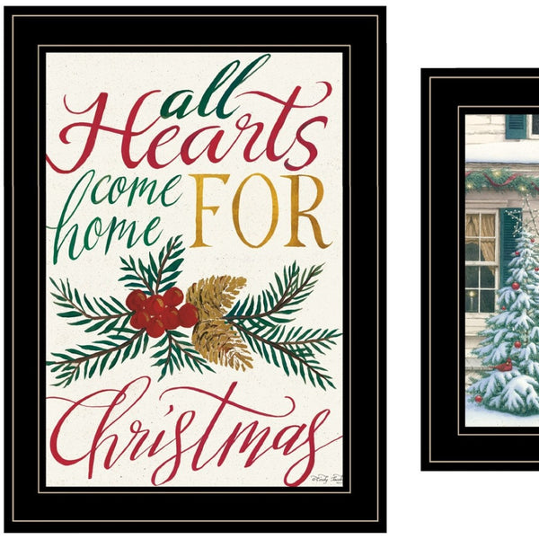 HomeRoots Set of Two Framed "Come Home for Christmas" Art Prints - Perfect Holiday Wall Décor Gift Idea! 406036
