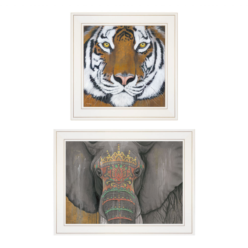 Homeroots Set Of Two Wildlife Ii 1 White Framed Print Wall Art  Paper,Wood 406043