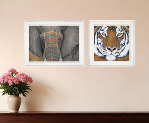 Homeroots Set Of Two Wildlife Ii 1 White Framed Print Wall Art  Paper,Wood 406043