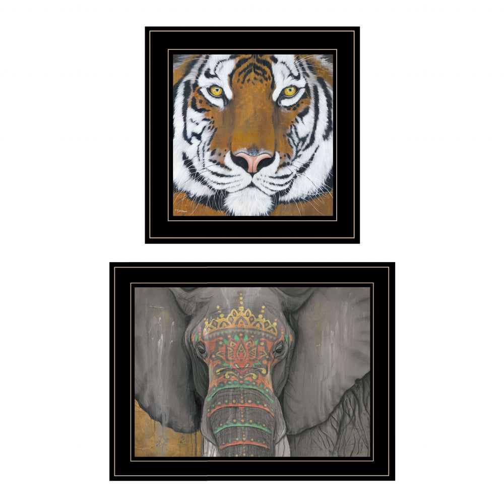 Homeroots Set Of Two Wildlife Ii 2 Black Framed Print Wall Art  Paper,Wood 406044